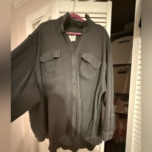 Aerie Dark gray waffle Henley button up shirt